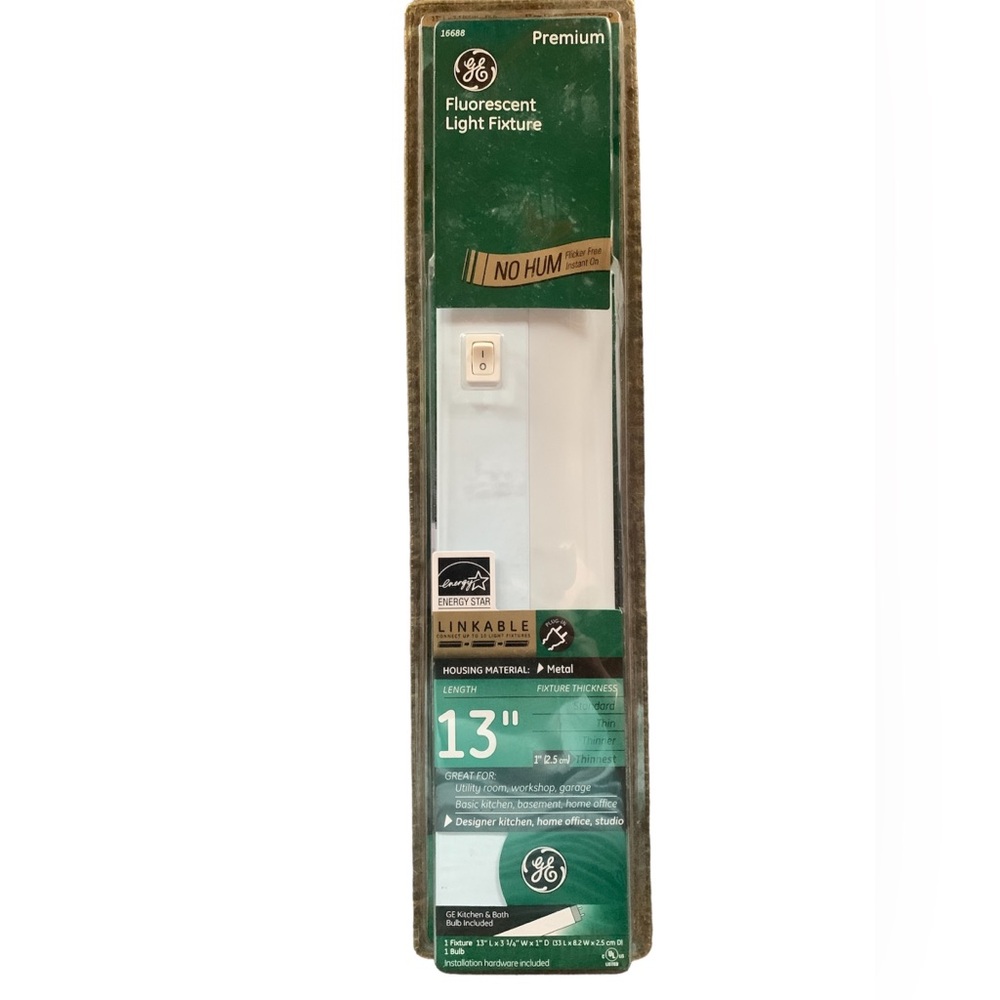 GE-‎ Premium fluorescent light fixture 13”L x 3 1/4” Wx1” D.